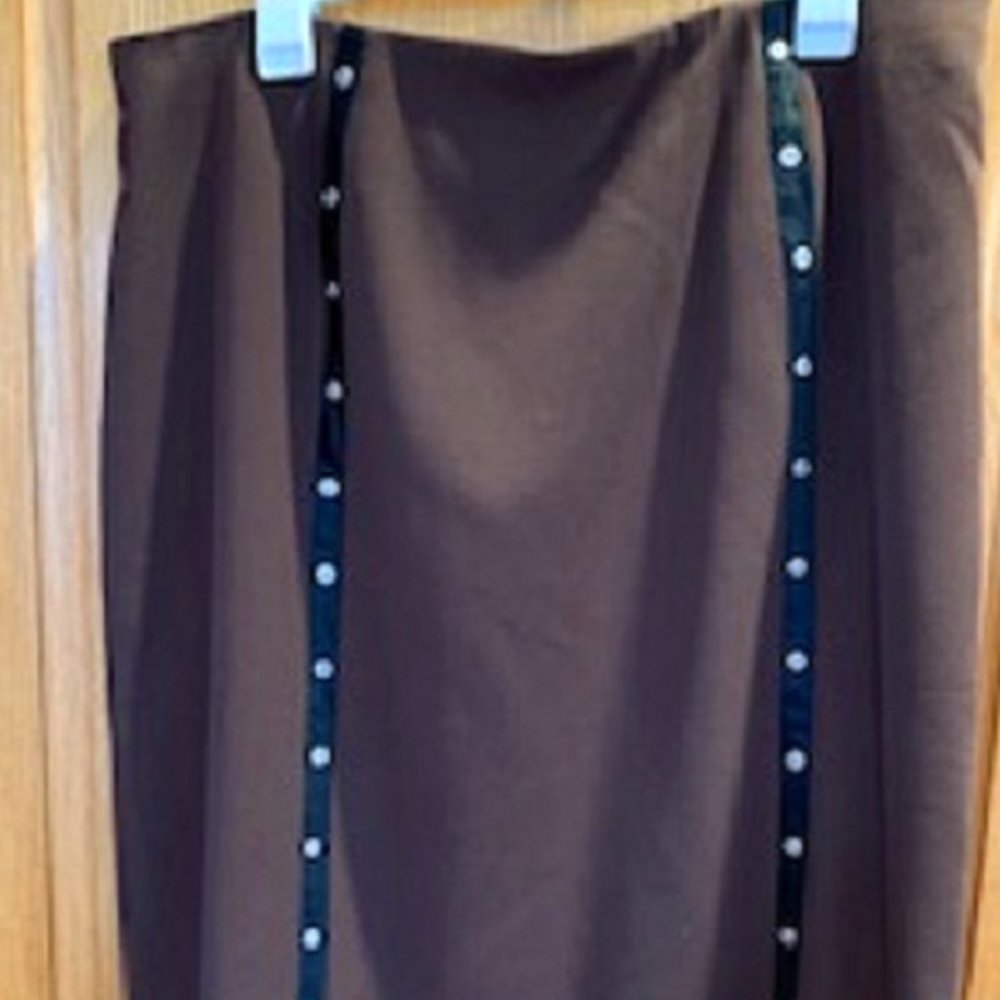 Victor Costa Occasion Brown Skirt Black Lined Studs Detail sz:18X